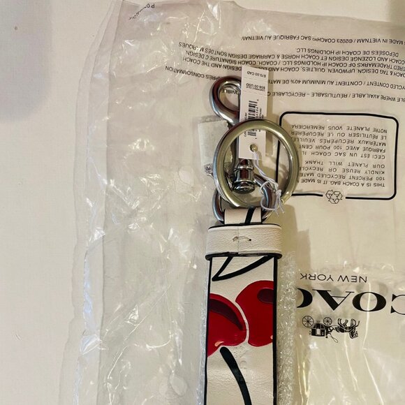 COACH TRIGGER SNAP BAG CHARM KEY FOB W/ CHERRY PRINT: Red,white CZ088 - Picture 6 of 16